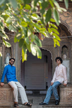 Bhor light peach premium linen short kurta by Mr.Saa (Mr.सा)