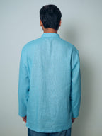 Aasmani light blue premium linen short kurta by Mr.Saa (Mr.सा)