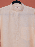 Bhor light peach premium linen short kurta by Mr.Saa (Mr.सा)