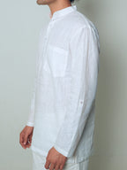 Sadabahar white premium linen short kurta by Mr.Saa (Mr.सा)