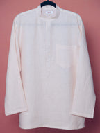 Sadabahar white premium linen short kurta by Mr.Saa (Mr.सा)