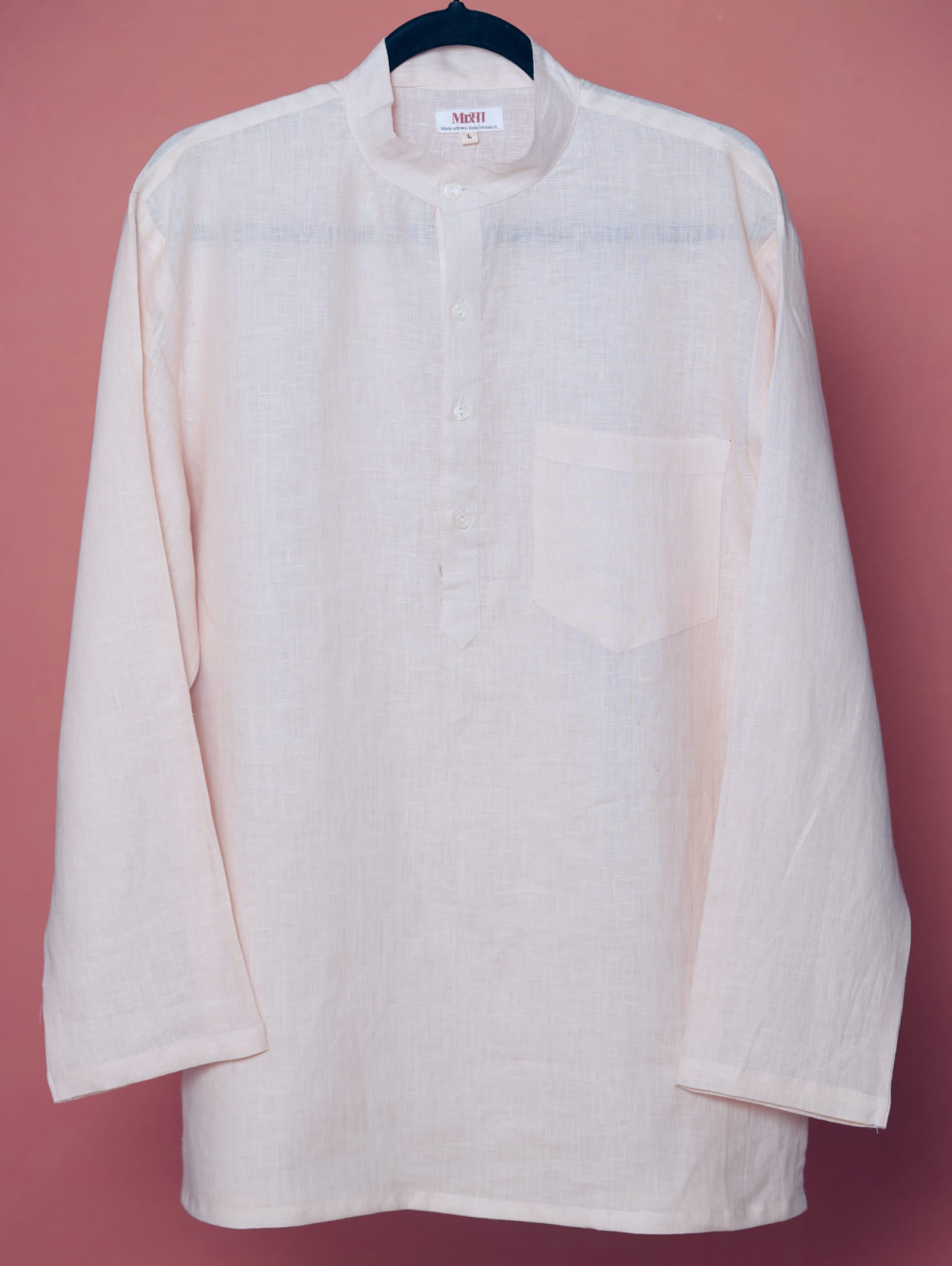 Sadabahar white premium linen short kurta by Mr.Saa (Mr.सा)
